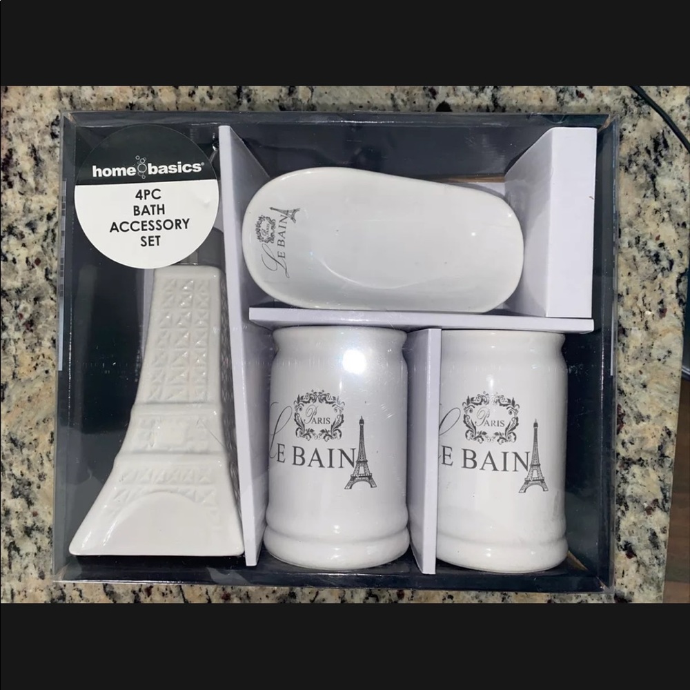 4 Piece Ceramic Bath Accessory Set